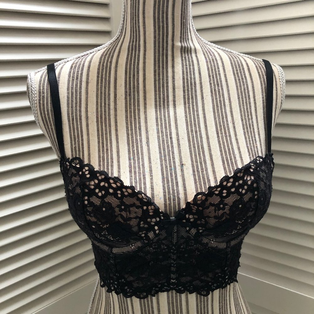 Victoria's Secret Black Lace and Pink 34C bra